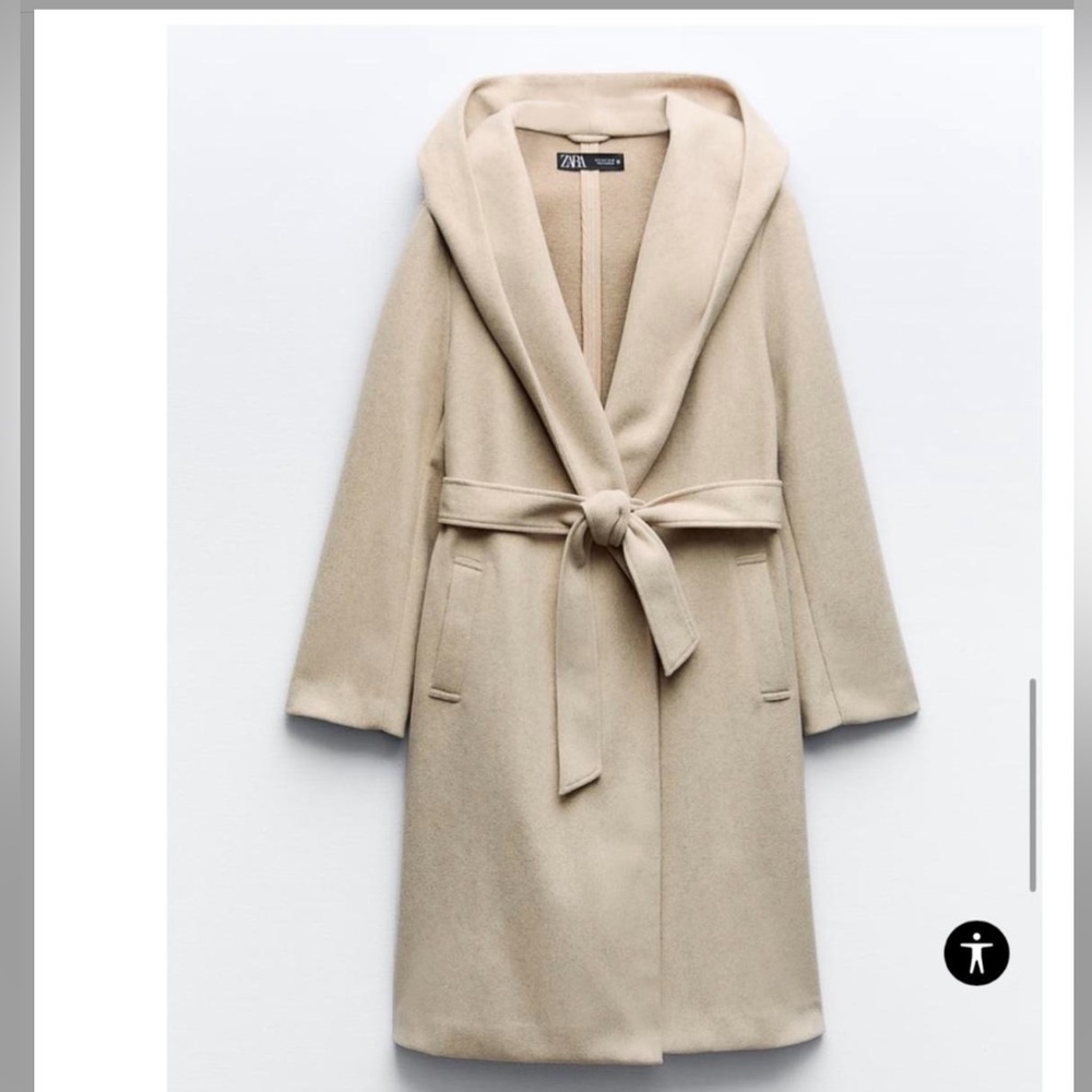 Zara wool trench coat with hood and belt